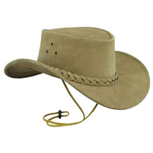 Load image into Gallery viewer, COWBOY WESTERN AUSSIE AUSTRALIAN STYLE SUEDE BUSH LEATHER HAT WITH BRAID BAND
