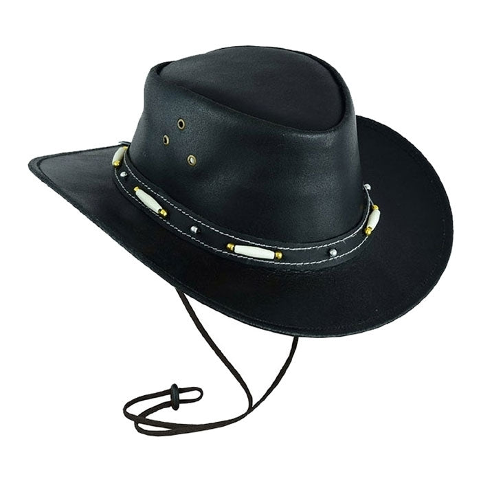 Australian Style Leather Beaded Hat