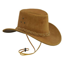 Load image into Gallery viewer, COWBOY WESTERN AUSSIE AUSTRALIAN STYLE SUEDE BUSH LEATHER HAT WITH BRAID BAND
